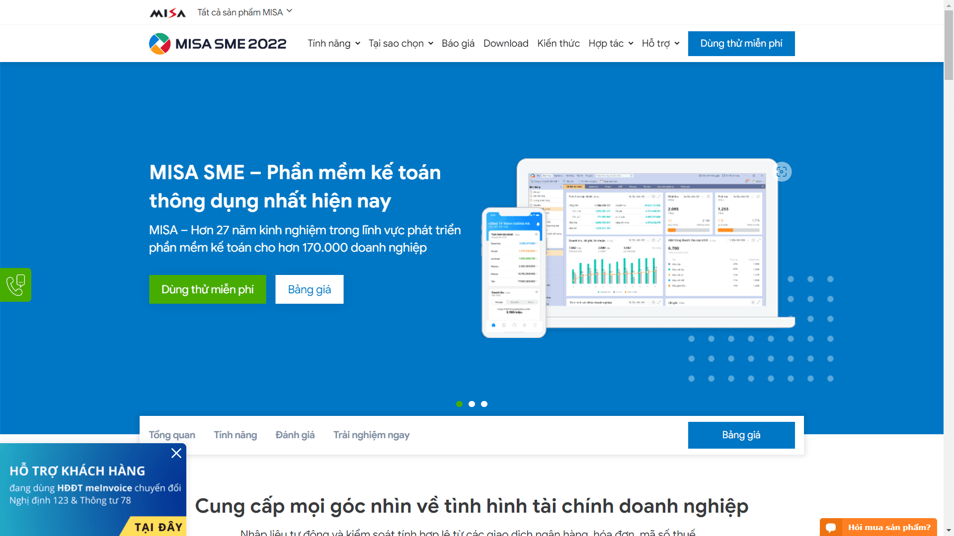 Trang chủ phần mềm kế toán Misa SME