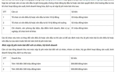 THUẾ MÔN BÀI: THỜI GIAN NỘP VÀ KHI TĂNG HAY GIẢM VỐN