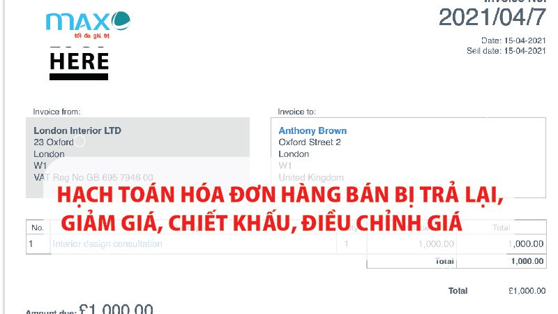 Hạch toán Hóa đơn Hàng bán bị trả lại, giảm giá, chiết khấu, điều chỉnh giá