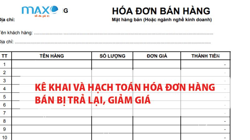 Kê khai và hạch toán hóa đơn hàng bán bị trả lại, Giảm giá