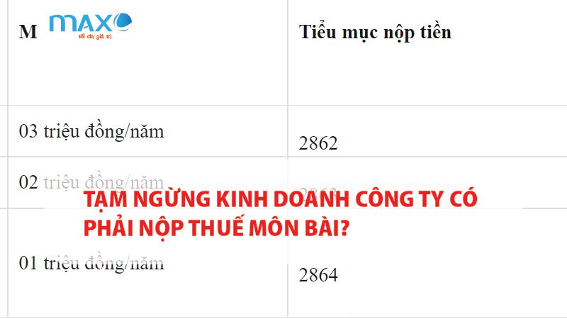 Tạm ngừng kinh doanh Công ty có phải nộp thuế môn bài?