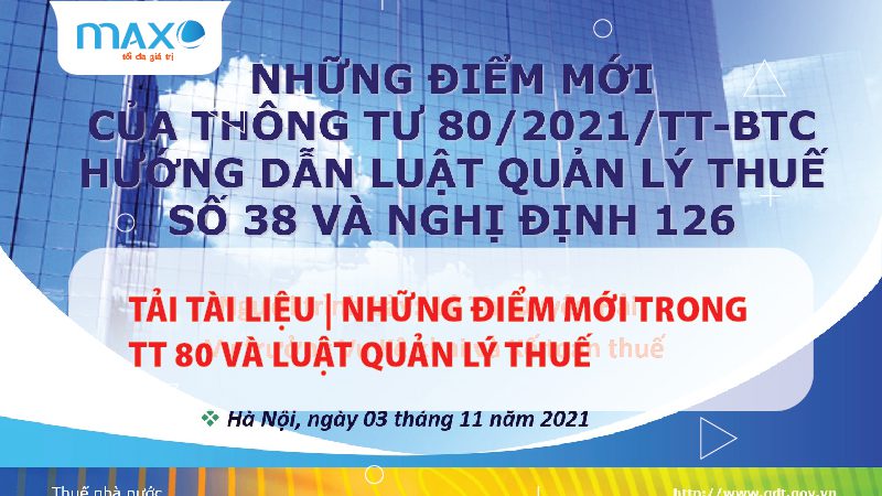 Tải tài liệu | Những điểm mới trong TT 80 và Luật quản lý thuế
