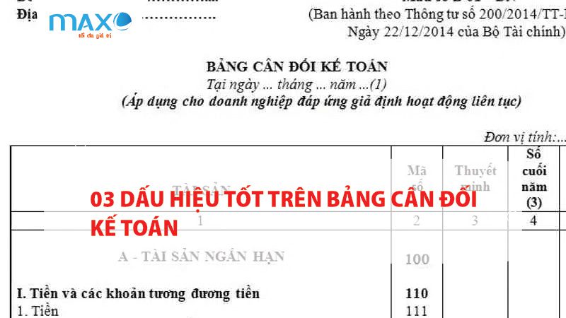 03 Dấu hiệu tốt trên bảng cân đối kế toán