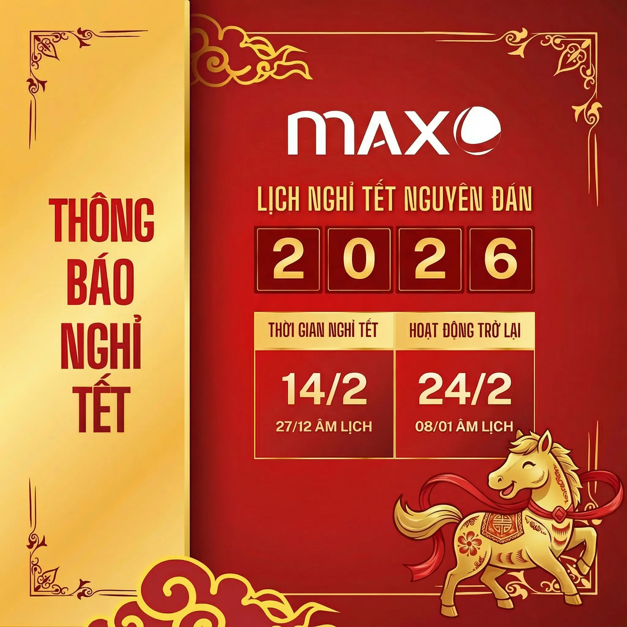 Thông báo lịch nghỉ Tết Nguyên Đán Maxv 2026