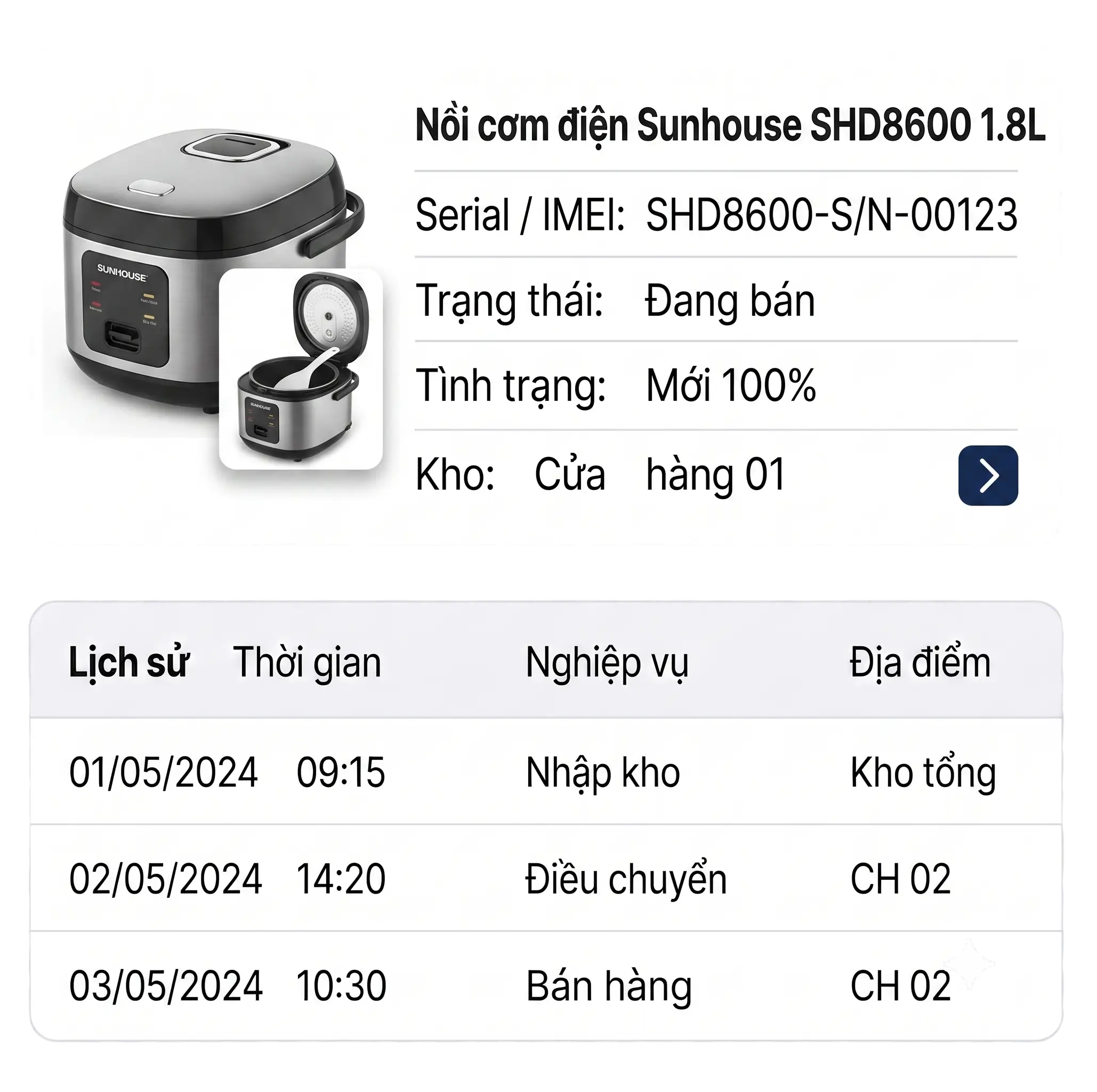Sản phẩm IMEI điện máy Sản phẩm IMEI điện máy